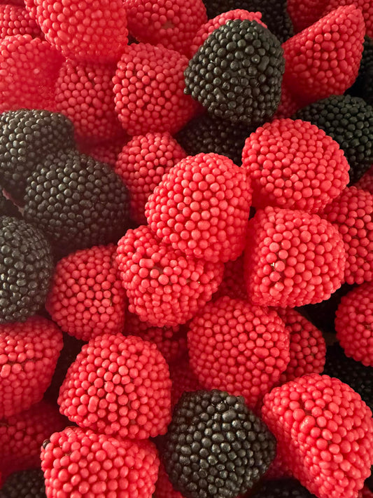 Mûres perlées rouges et noires
